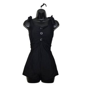 Pinky Pinups Retro Black Pin-Up Swimsuit Size Small Rockabilly